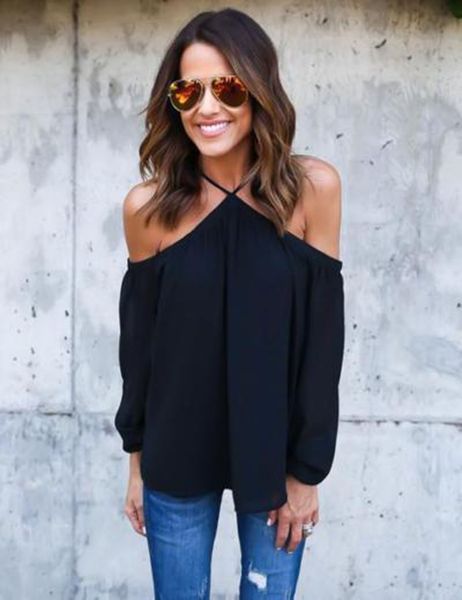 

tee shirt femme off the shoulder for women black pink chiffon shirt 2018 summer ladies blusa plus size, White