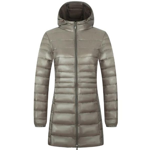 

winter long coat duck down jacket woman hooded coats casual long sleeve female outwear packable ultra light plus size down coat, Black