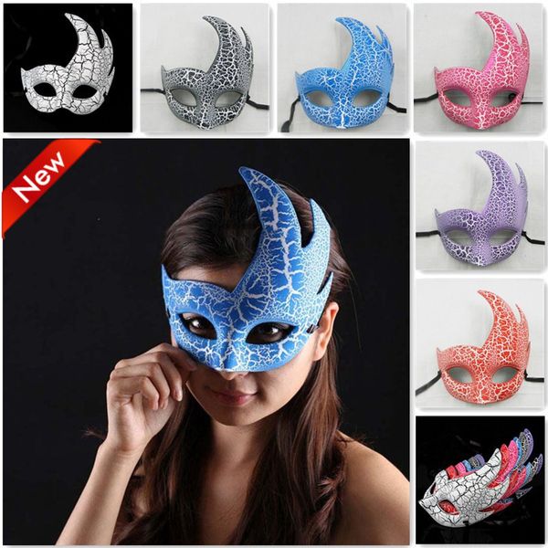 

1 pc masquerade mask party decor accessories half face male female venice show flame crack masks s3