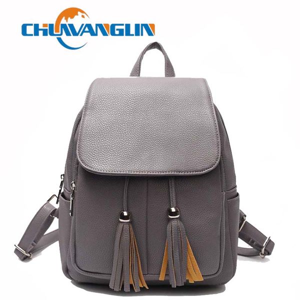 

chuwanglin fashion tassel backpack women feminina casual leather women's backpacks school bag lapbags a9910