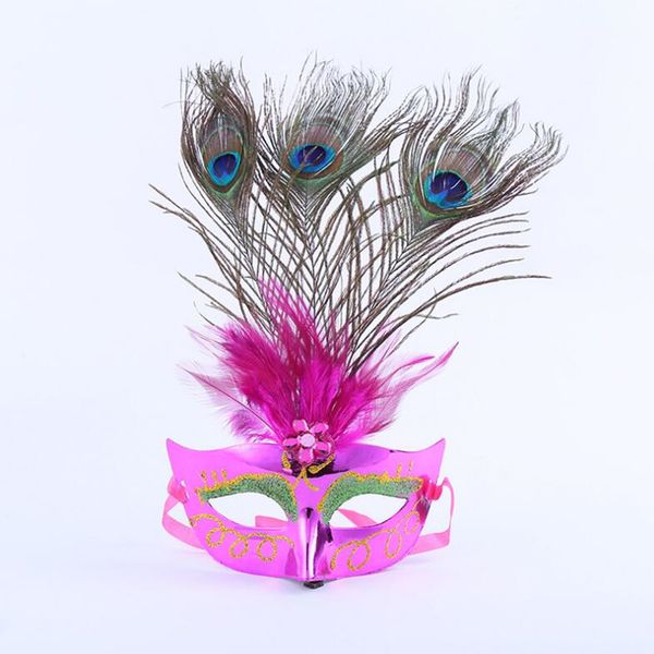 2018 New Women Lady Peacock Feather Mask Dance Performance Show