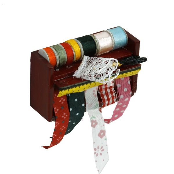 

wo dollhouse miniature sewing tape cut wooden frame shelf 1:12