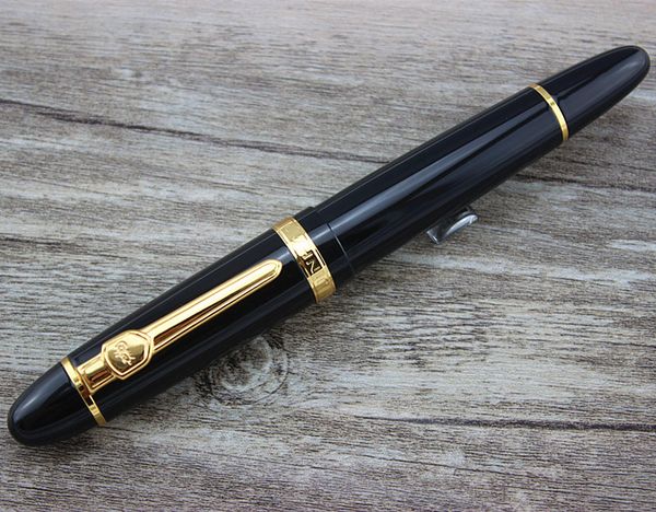 

jinhao 159 fountain pen black lacquer gold trim big heavy with