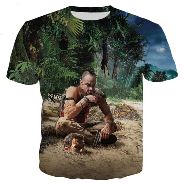 

2018 new style fashion t-shirt game far cry 3 coast men 3d print men's women's casual t shirt u780, White;black