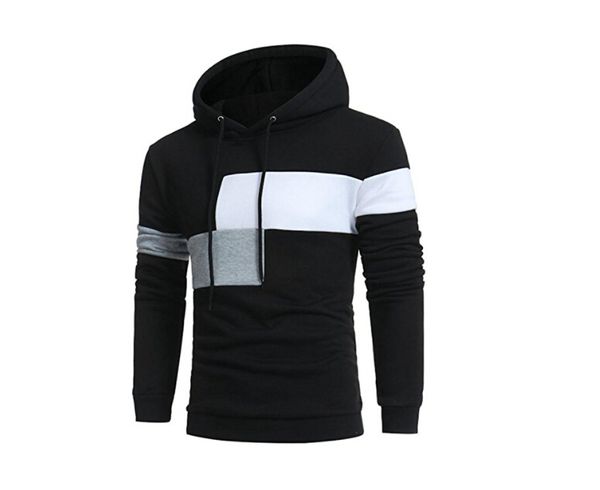 

hip hop panelled hi-street casual hoodie mens pullovers hooded male long sleeve sweatshirts ing, Black
