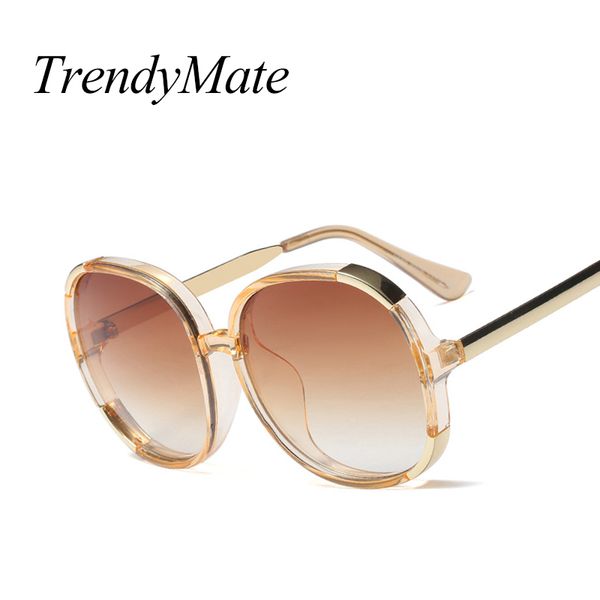 

women round sunglasses 2018 vintage transparent color sun glasses luxury female oversized sunglass for womens 5242m, White;black