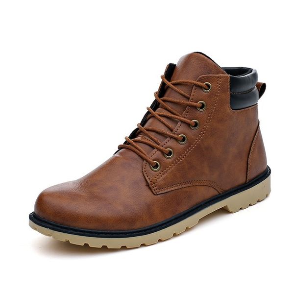 

men's winter pu leather ankle boots men autumn waterproof snow boots leisure fashion martin boots mens shoes q-361, Black