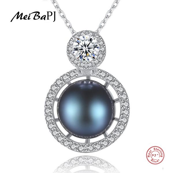 

meibapj]real freshwater pearl luxurious pendant necklace 925 solid silver fine jewelry for women