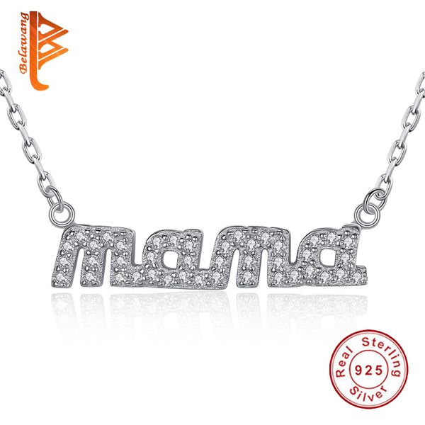 

genuine 925 sterling silver pendant necklaces gifts jewelry love family simple mama necklace, Black