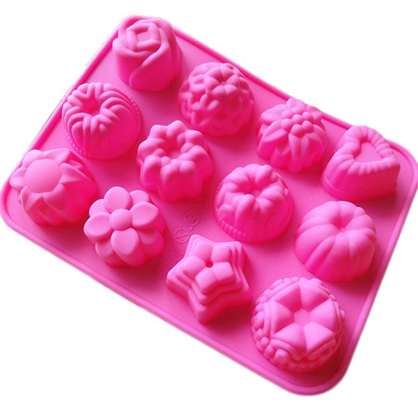 

1pcs silicone cake moulds 12 lattices flower jelly pudding dessert mould chocolate mold 21.4 * 16 * 2.5cm