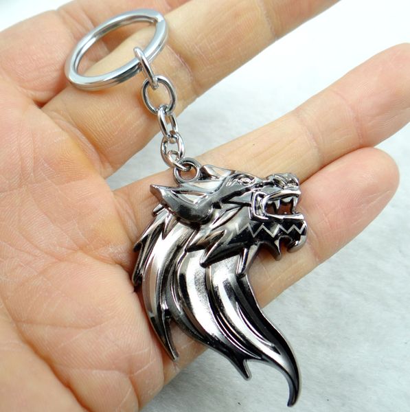 

fashion creative key chain ring keyring silver wolf head keychain pendant gift tool men car accessories ing