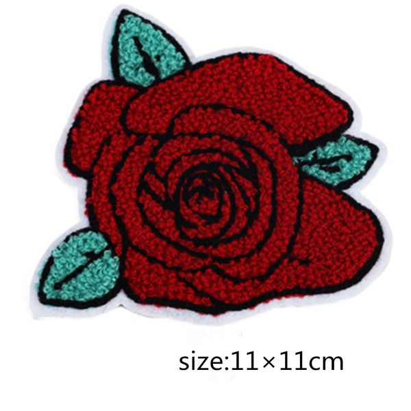 

красная роза синели патч вышитые шить по управлению безопасностью описать дети подарок рубашка сумка брюки пальто жилет одежда, Black
