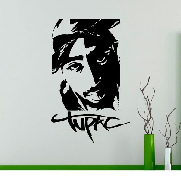 Rap Hip Hop Music Wall Decals Tupac Wall Vinyl Sticker Removable Wallpaper For Dorm Studio Bar Room Decor Wall Stickers For Baby Room Wall Stickers