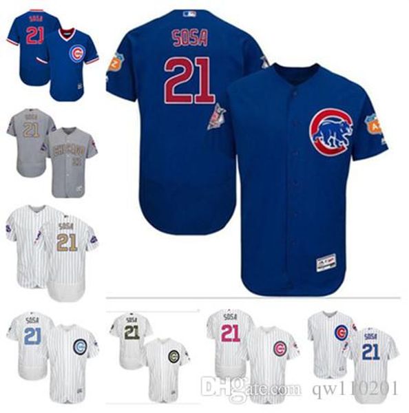 

wholesale men women youth majestic custom cubs jersey #21 sammy sosa home blue grey white glod kids girls boys champions baseball jerseys, Blue;black