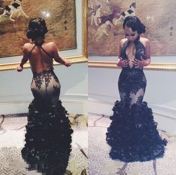 

2018 african black prom dresses mermaid sheer neck sleeveless evening dress sweep train custom made arabic dresses dubai party gowns