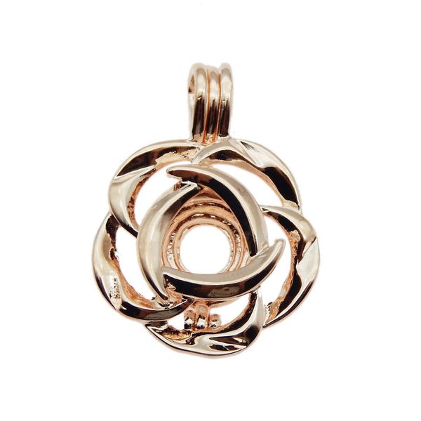 10 Stück Rosegold Blume Perlenkäfig Schmuckherstellung Zubehör Perlenkäfig Anhänger Aroma Ätherisches Öl Diffusor für Austernperle