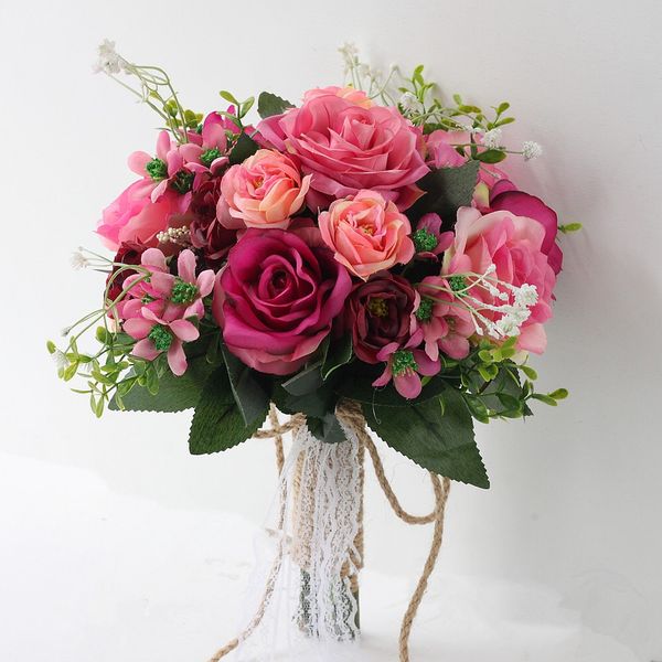 Acheter Bouquets Fleur Pour Mariage Fleurs De Soie Pas Cher Bouquets De Mariage Artificiels Décorations Pour Arche De Mariage Fleur Rose Décoration