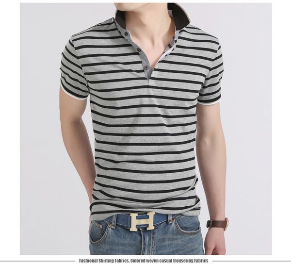 

striped men polo shirt summer men business casual breathable white striped short sleeve polo shirt pure cotton work clothes designer polo, White;black