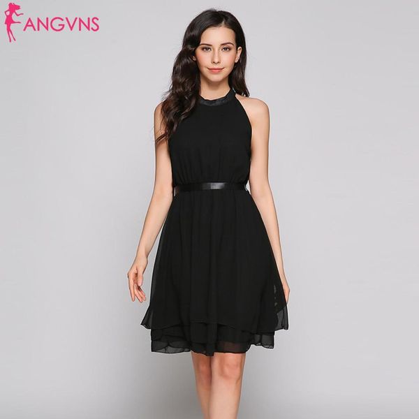 

solid hip sleeveless 87cm casual women 172cm belted a-line chiffon height high going out waist bust 89cm 60cm dress, White;black