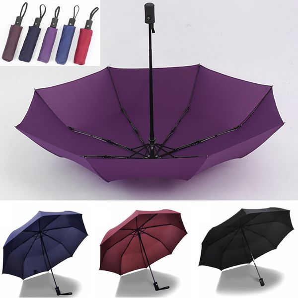 

8 ribs full automatic windproof umbrella 3 fold compact folding travel golf umbrella for sunny and rainy fhh7-1198