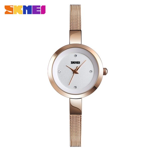 

skmei elegant dress ladies watch luxury female clock fashion women's watches water resistant women wrist watch reloj mujer, Slivery;brown