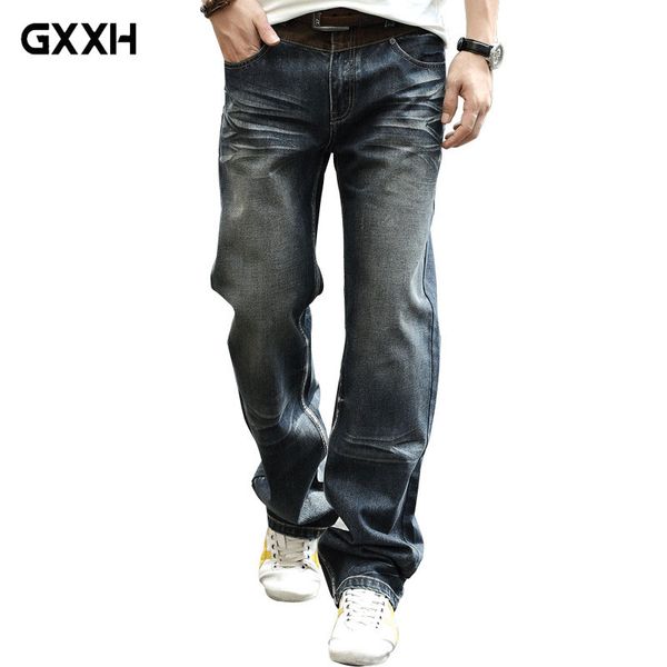 2018 Large Sizes Baggy Loose Jean Trousers For Men Casual Style Fashion Denim Straight Jeans Mens Wide Leg Pants Big Size 28-44