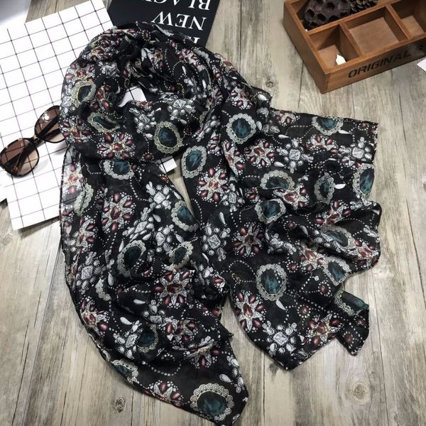 

2018 women printed scarf cotton voile scarf 10pcs/lot, Blue;gray