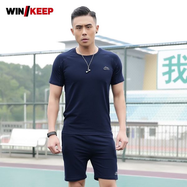 

trainer men sportswear suit fitness exercise short sleeve sport male outdoor workout tracksuit summer jogger sweat set suits, White;black