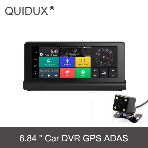 

quidux k200 car dvr 6.84 inch dual lens fhd android 5.1 4g wifi bluetooth gps navigator adas video recorder dash cam app monitor