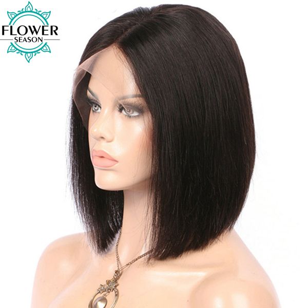 

flowerseason 13x6 brazilian bob wig lace front human hair wigs for black women glueless short cut bob wigs with baby hair