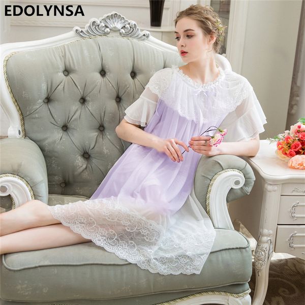 

nightgowns sleepshirts 2018 lace sleepwear soft nightgown sleep & lounge nightdress solid home dress nightgown female #h585, Black;red
