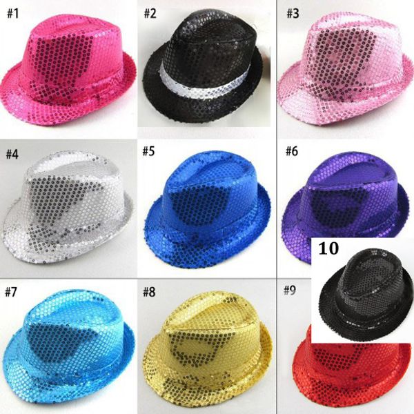 

детские блестки джаза hat новых блесток для взрослой fedora hat fedoras феерия шляпы 10 цветов бесплатной доставки, Yellow