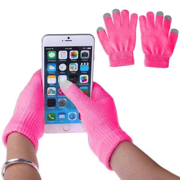 

newly 1 pair winter warm capacitive knit gloves hand warmer for touches screen smart phone, Blue;gray