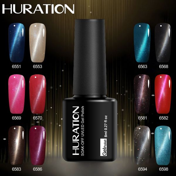 

huration black bottle 8ml magnet 3d cat eye uv gel nail polish lucky 24 color polish quick dry gel varnish art semi permanent, Red;pink