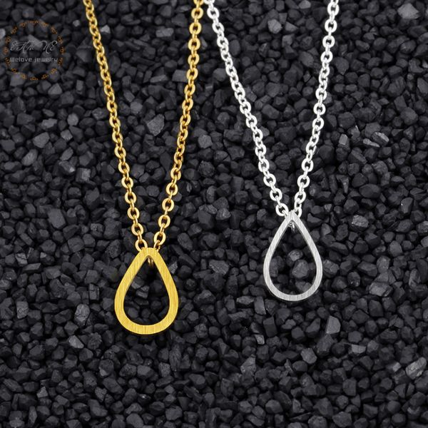 

wholesale hollows gold color raindrop necklace for women dainty jewelry stainless steel chain mother's day gift 2018, Silver