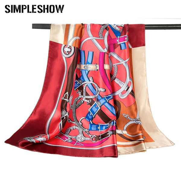 

simpleshow fashion colorful scarf women spring thin shawl scarf female stripe printed bandana square scarves wraps, Blue;gray