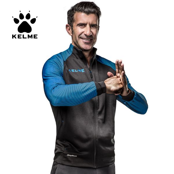 

wholesale-kelme new arrival men's running jacket windbreaker basketball soccer training sport jersey clothings 3871300, Black;red
