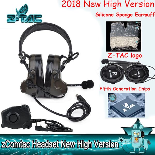 

z-tac 2018 new high version zcomtac ii headset fifth generation chips with silicone sponge earmuffs with ptt outdoorsports communication
