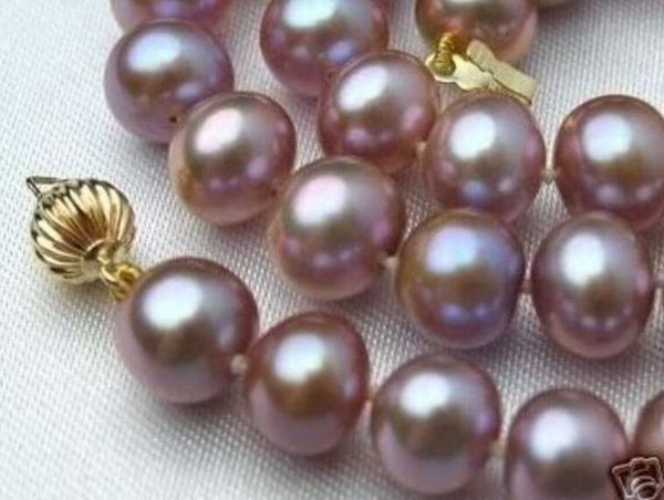 

elegant charming 8-9mm purple akoya cultured pearl necklace 17", Silver