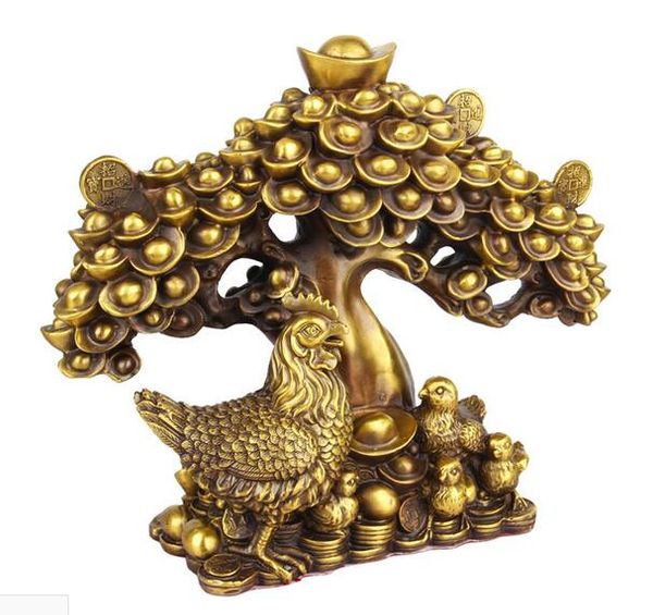 2019 China Feng Shui Brass Wealth Yuan Bao Money Coin Tree Animal Chicken Chicks Statue From Zamrnulkeg339 56372 Dhgatecom