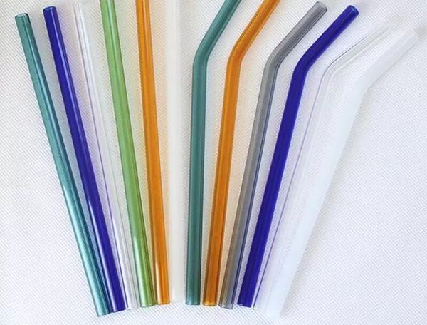 Nuova cannuccia di vetro resistente al calore di sicurezza Cannucce dritte curve Cannucce alte in vetro borosilicato 18 CM