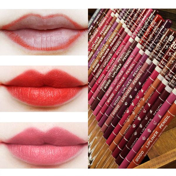 Großhandel Lip Liner Dark Coffee Brown Black Rose Red Augenbrauenstift Eyeliner Mate Lip Liner Make-up-Tools