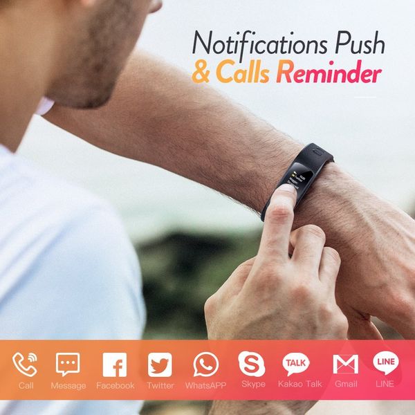 

2018 new color screen bluetooth smart bracelet dynamic heart rate health monitoring large screen sports men smart watch, Slivery;brown