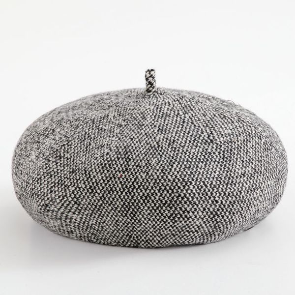 

2019 women new fashion beret woolen casual hat autumn and winter warm pumpkin hat british painter brand design tide, Blue;gray
