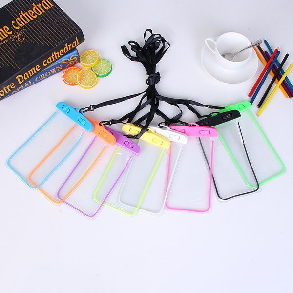 

2018 factory sale for iphone 5 waterproof bag fluorescent cellphone bag with lanyard colorful night light cellphone pouch