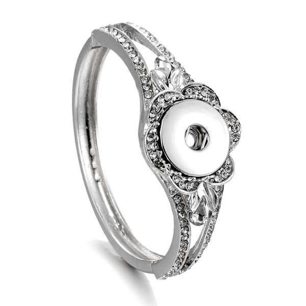 

snap jewelry rhinestone flower silver metal snap button bracelet bangle for men women cuff bracelet button jewelry, Golden;silver