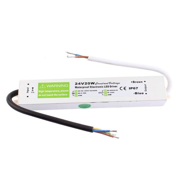 10 ADET AC110V-220 V DC24V Güç Kaynağı 20 W IP67 Su Geçirmez 24 V LED Trafo Elektronik Alüminyum Alaşımlı Sürücü