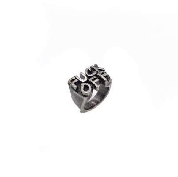 

vintage silver colour rock letters ring men stainless steel male jewelry hip hop punk man finger rings for women man couple ring, Golden;silver