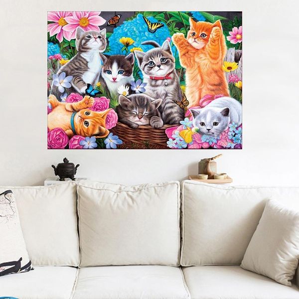 

fashion cute cat flower 5d diamond painting embroidery cross stitch diy craft wall decor
