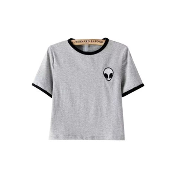 

women loose print short sleeve tee shirt casual crop alien female printing t shirt 9 colors fashion s-2xl fashion, White
